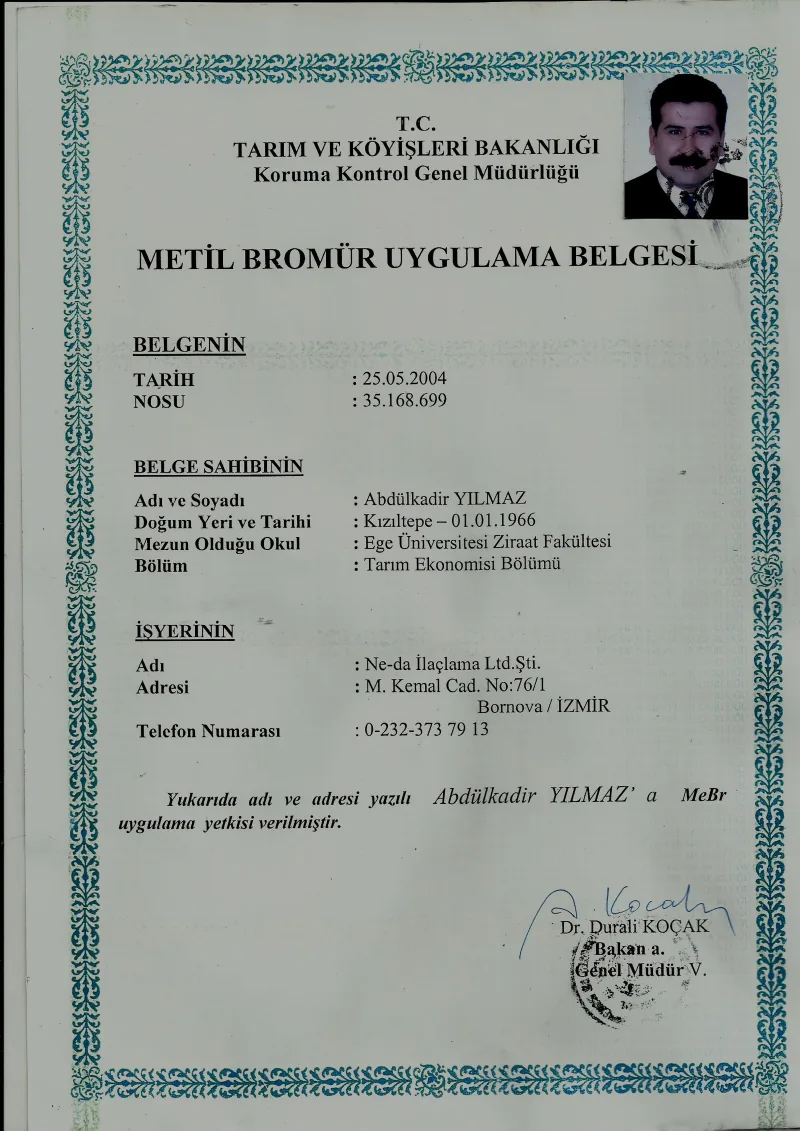 METHLY BROMIDE UYGULAMA BELGESİ